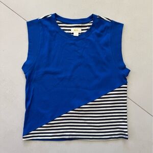 Anthropologie Maeve Blue Striped color block top XL